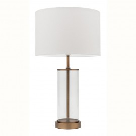 Mercator-Sonya Table Lamp with Aged Brass Metal and Clear Glass Base - White